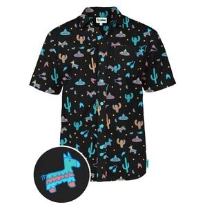 TIPSY ELVES MIDNIGHT FIESTA BUTTON FRONT HAWAIIAN SHIRT Men's XL CINCO DE MAYO